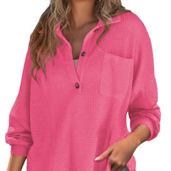 Women's Waffle Knit Loose Long Sleeve Top