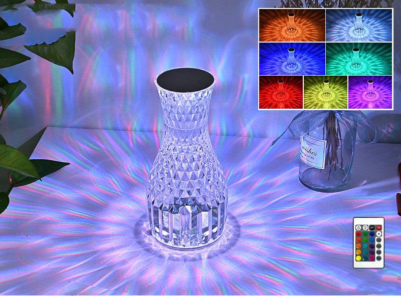 Vase Shape Atmosphere Crystal Lamp Romantic Bedside Diamond Table Lamp  Home Christmas Decorations LED Lights