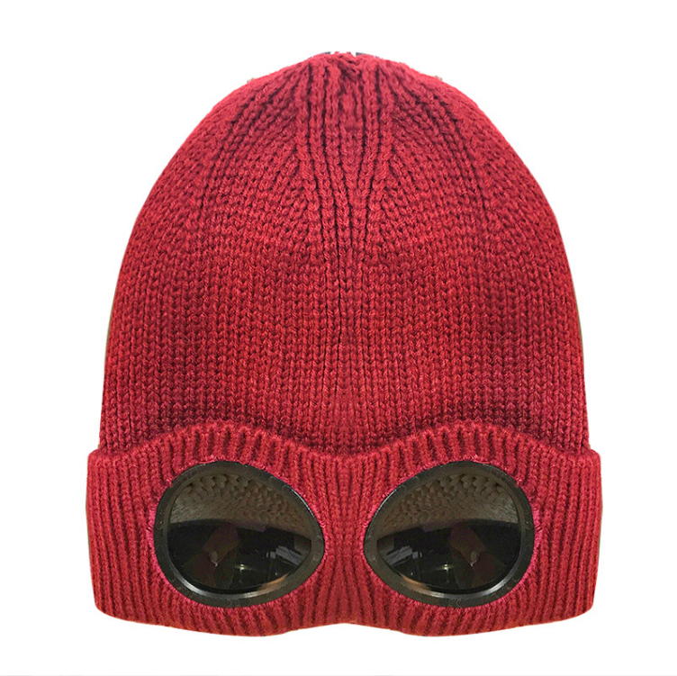 Windproof Mirror And Fleece Knitted Warm Wool Hat