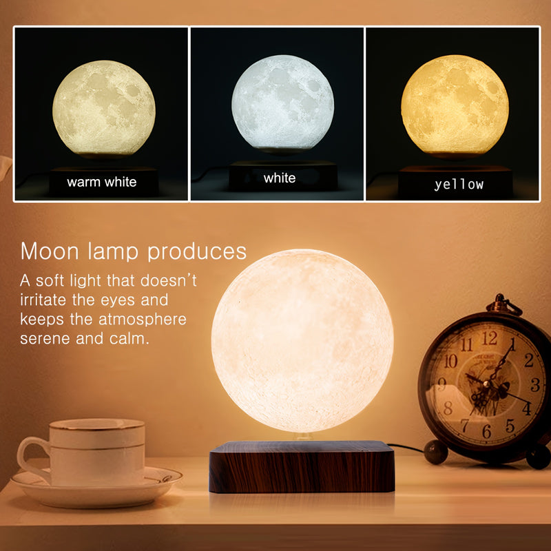 1pc Magnetic Floating Moon Lamp: 3D Printed Levitation Night Light with 3 Lighting Modes for Bedroom, Office, Home Decor