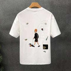 Cartoon Printed Short-sleeved T-shirt Men's Clothes Men's Loose T-shirt