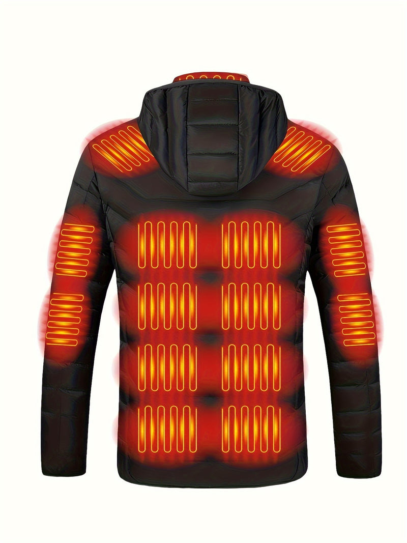 Men's Hooded Heating Clothes Electric Heating Suit USB Powered Intelligent Constant Temperature Heating Suit Two Switches Three Temperature Adjustment