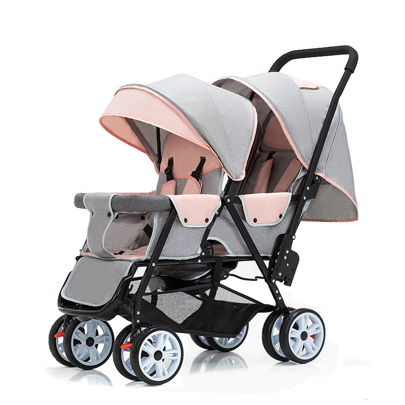 Stroller Children's Lightweight Baby Front And Rear Sitting Plus-sized Four-wheel Convenient Double Sitting Lying Folding Cart