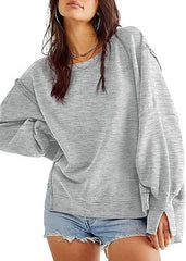 Solid Oversized Sweatshirt Crew Neck Long Sleeve Pullover Hoodies Tops Fashion Fall Women Clothes Winter