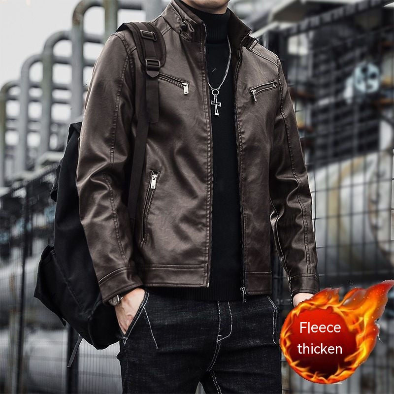 Men's Fashion Casual Slim Motorcycle Clothing Leather Jacket
