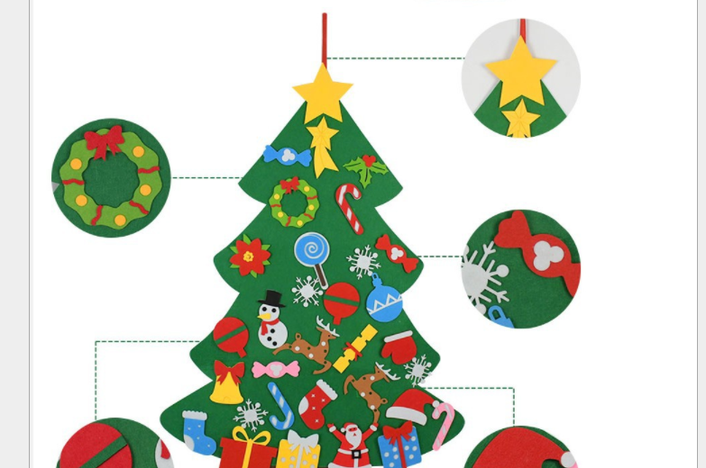 Children's DIY felt Christmas tree with lights