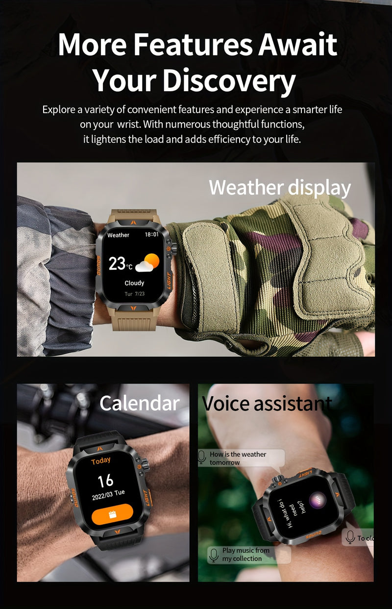 Smart Watch (Answer/Call) Outdoor Sports Watch LED Altimeter Barometer 100+ Sports Modes 600mAh Battery Multimedia Message Viewing Weather Pedometer Fitness Tracker for Android iPhone Gift