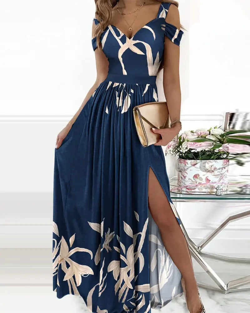 Long Floor Length Elegant Greek Style Chiffon Pleated Dress