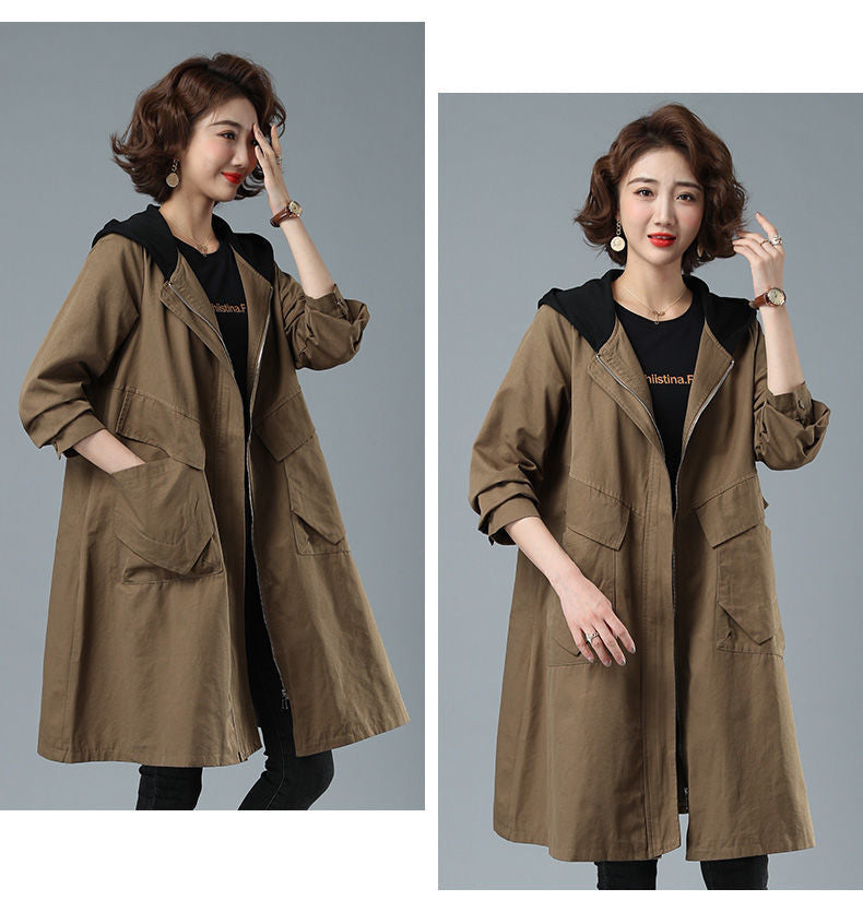 Women's Mid-length Autumn Loose Hooded Coat