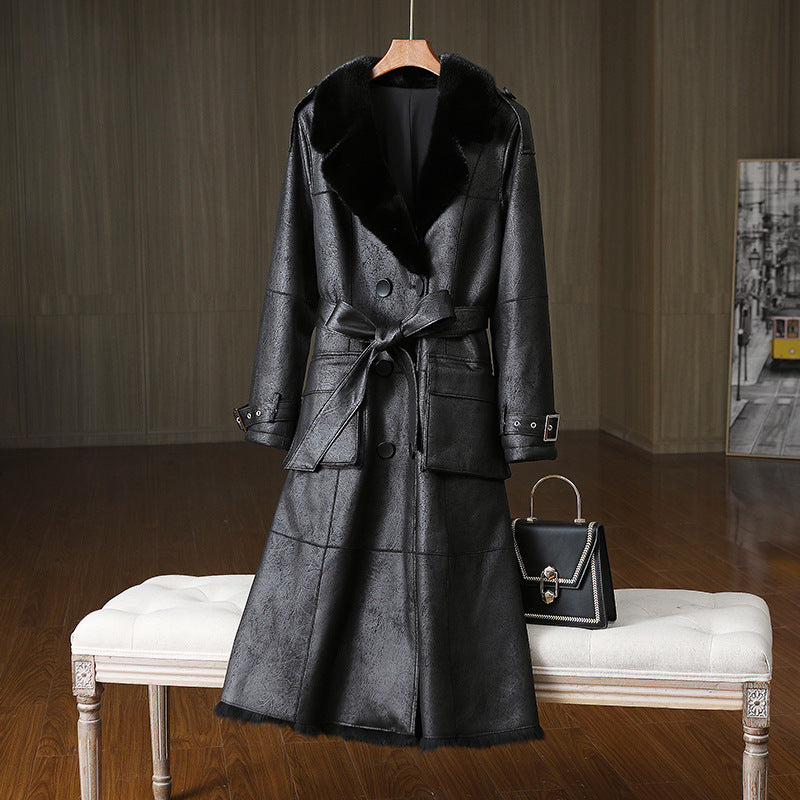 Rabbit Fur All-in-one Women's Fur Jacket Suit Collar