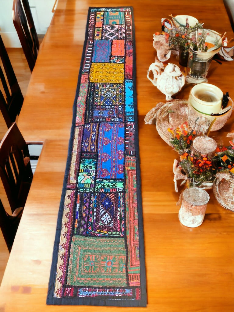 Handmade colourful table runner with beautiful patterns