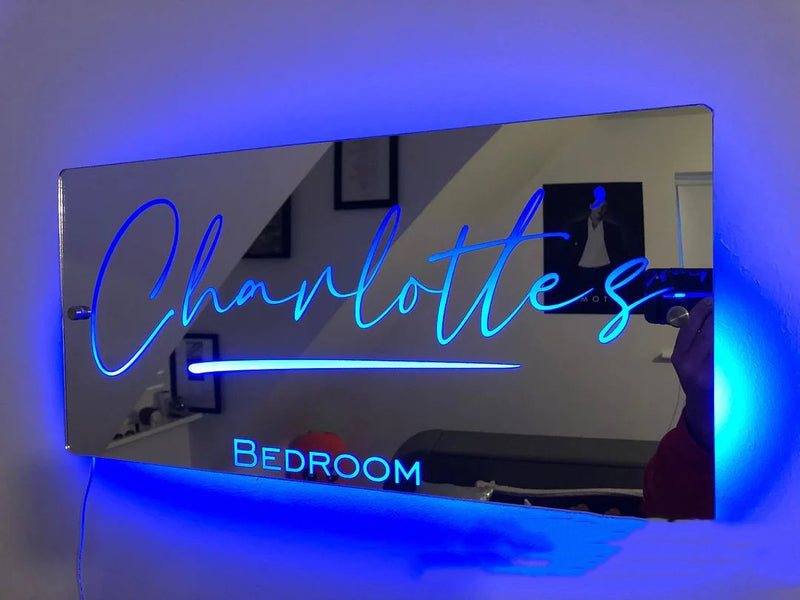 Personalized Name Mirror Light For Bedroom LED Light Up Mirror For Wall Custom Photo Christmas Valentine's Day Wedding Gifts