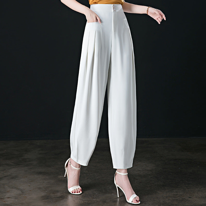 Harem Pants High Waist Drape Ice Silk Bloomers Loose Casual