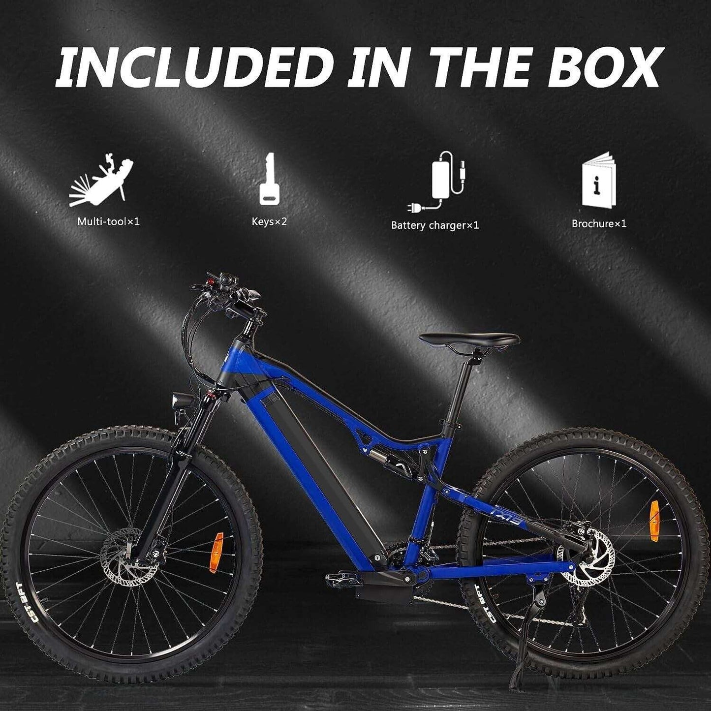 500W Electric Bike - 27.5 Inches 500W 48V 27 Speed Blue Ebike US only