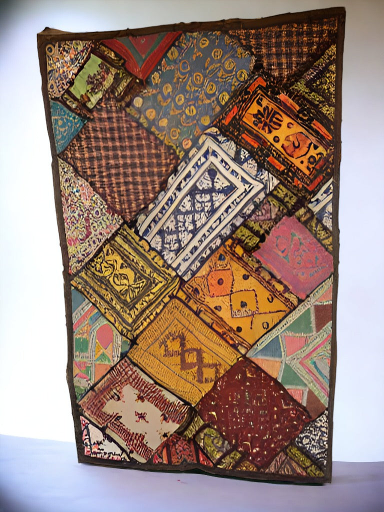 Handmade quilted wall hanging with patchwork beautiful, quilted wall art