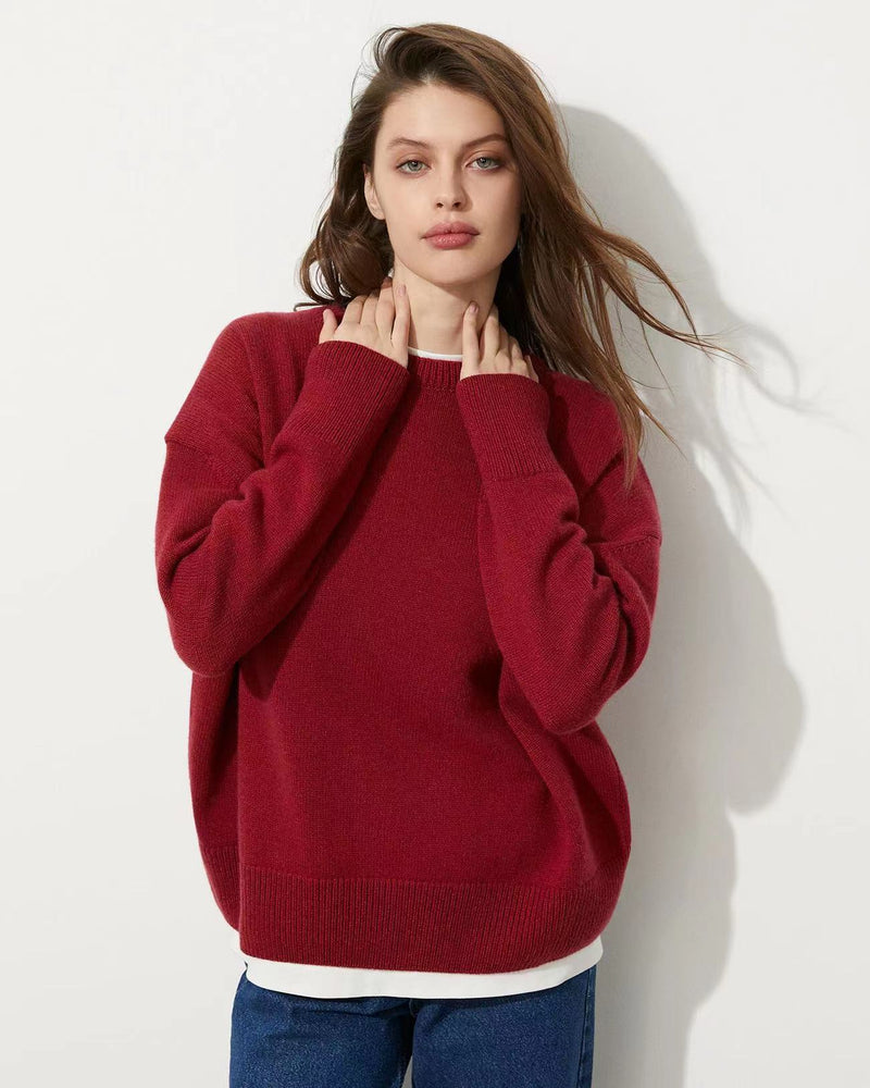 Women's Round Neck Solid Color Pullover Leisure Sweater