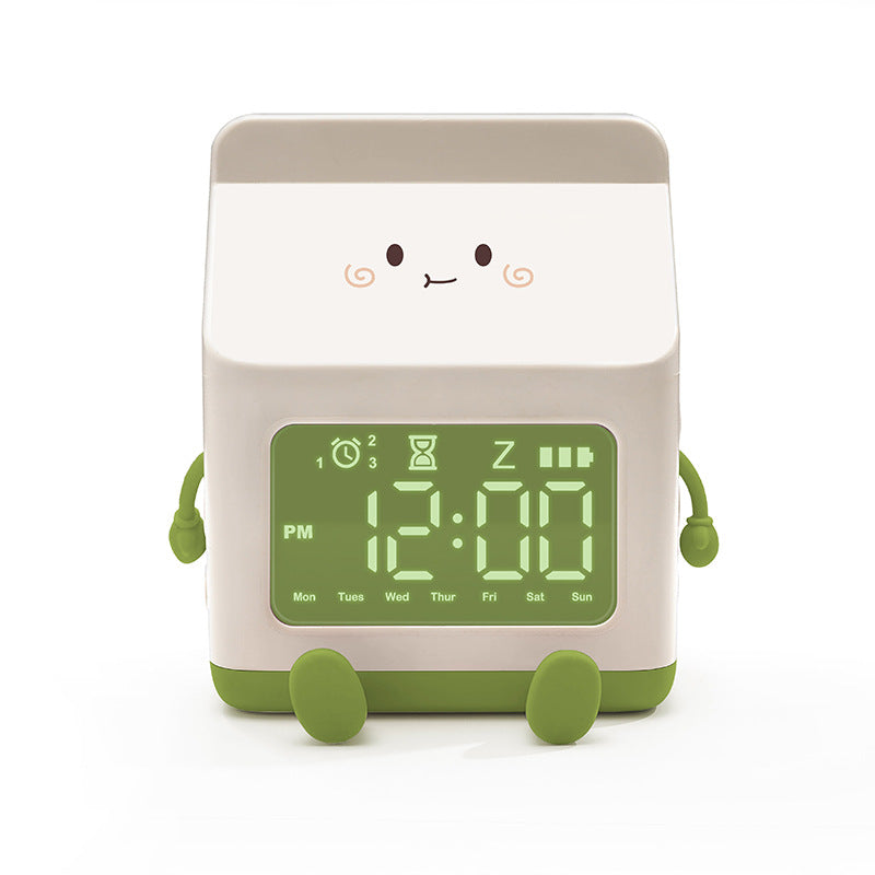Smart Student Only Charging Cartoon Milk Carton Alarm Clock