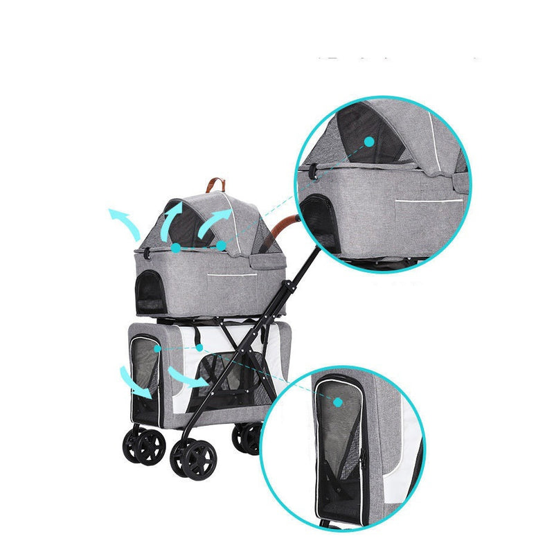 Lightweight Separated Double-layer Cabas Pet Cart