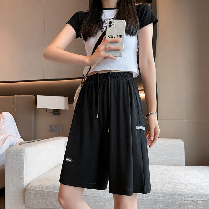 Ice Silk Casual Wide-leg Shorts Women Summer Loose