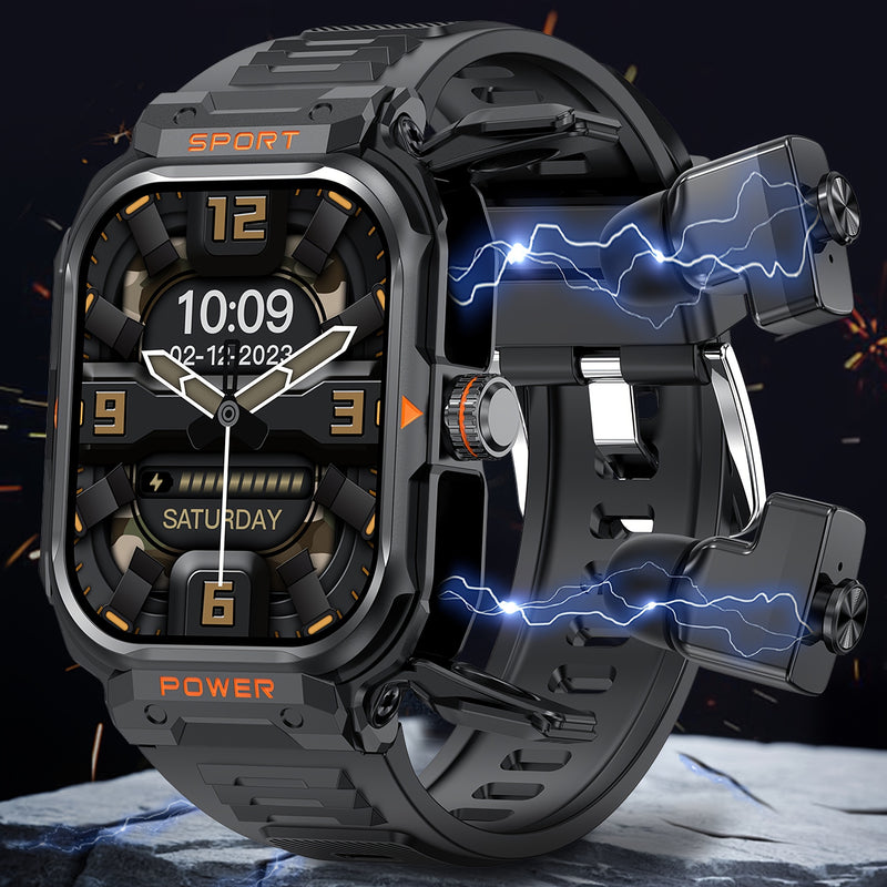 Full Touch HD Screen, Metal Body, TWS Sports Earbuds + IP67 Waterproof Smart Watch 2-in-1, 360 MAh, DIY Watch Faces, NFC, Multi-sport Data Tracking, Message Reminders, Sleep Monitoring