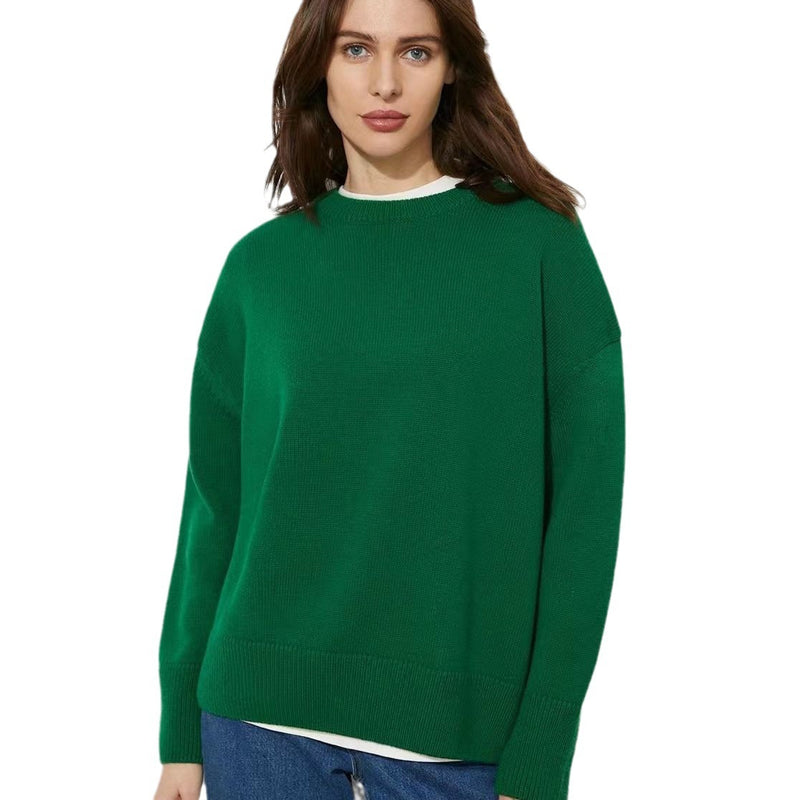 Women's Round Neck Solid Color Pullover Leisure Sweater