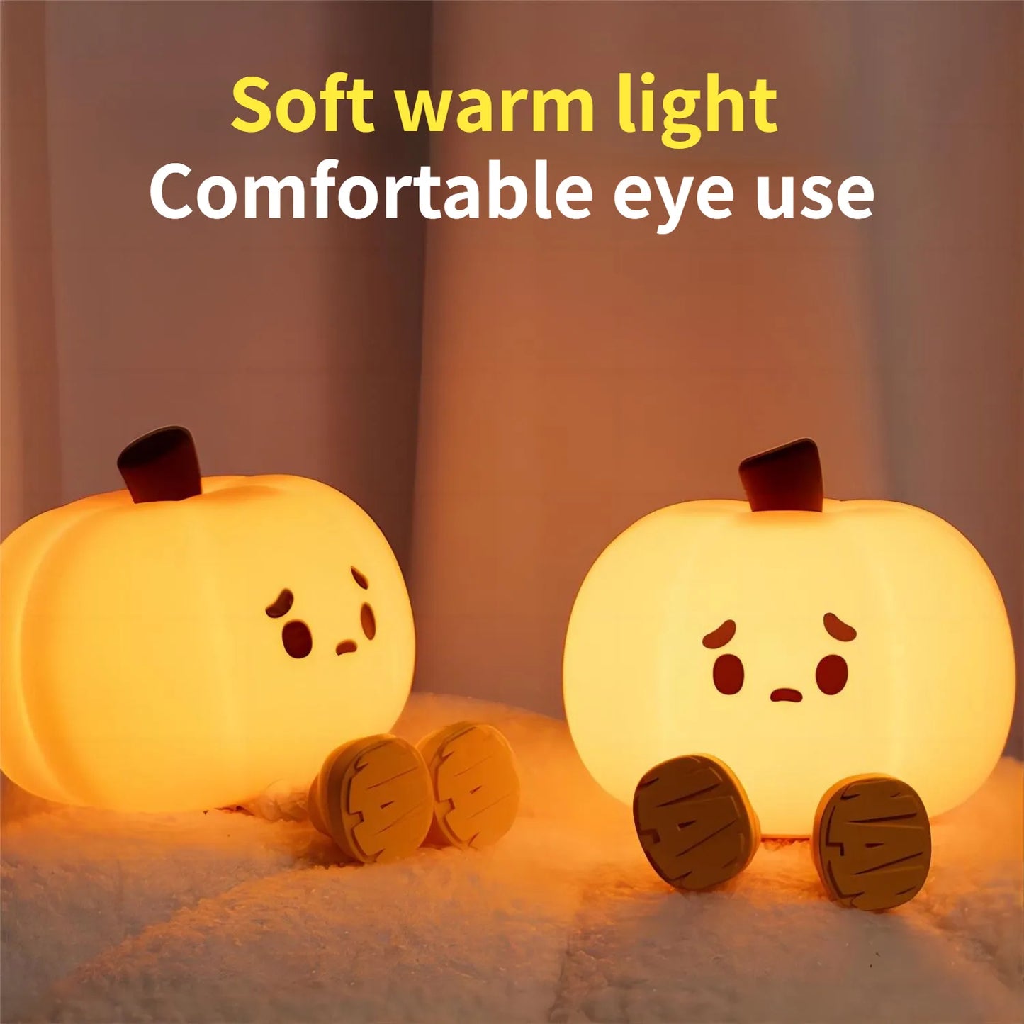 Veilleuse citrouille d'halloween en Silicone souple, lampe tactile à intensité variable, Rechargeable, décoration de chevet, cadeaux pour enfants, décorations d'halloween