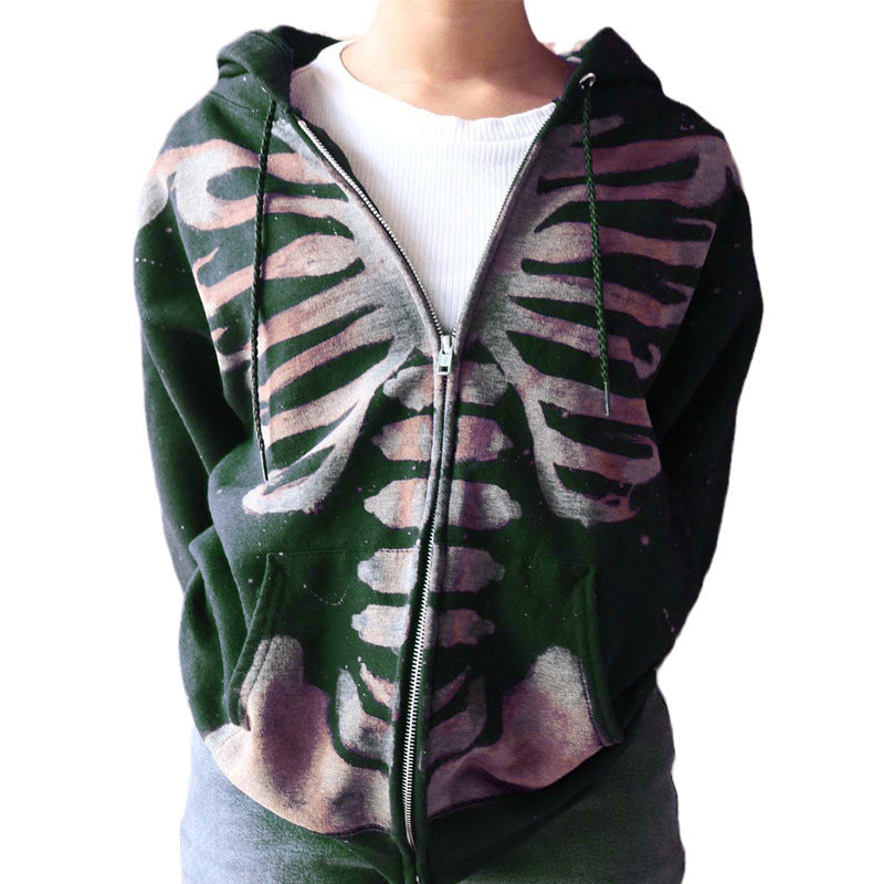 Women's Sweater Jacket New Halloween Skull Long Sleeve Hoodie