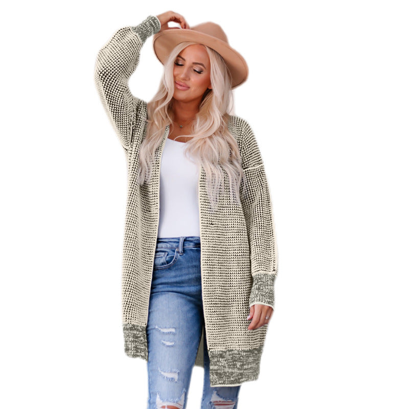 New Mid-length Knitted Smocking Women's Sweater Cardigan