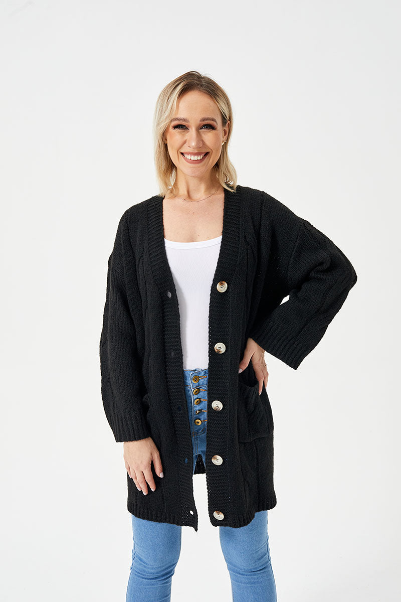 Pull cardigan long et décontracté pour femme