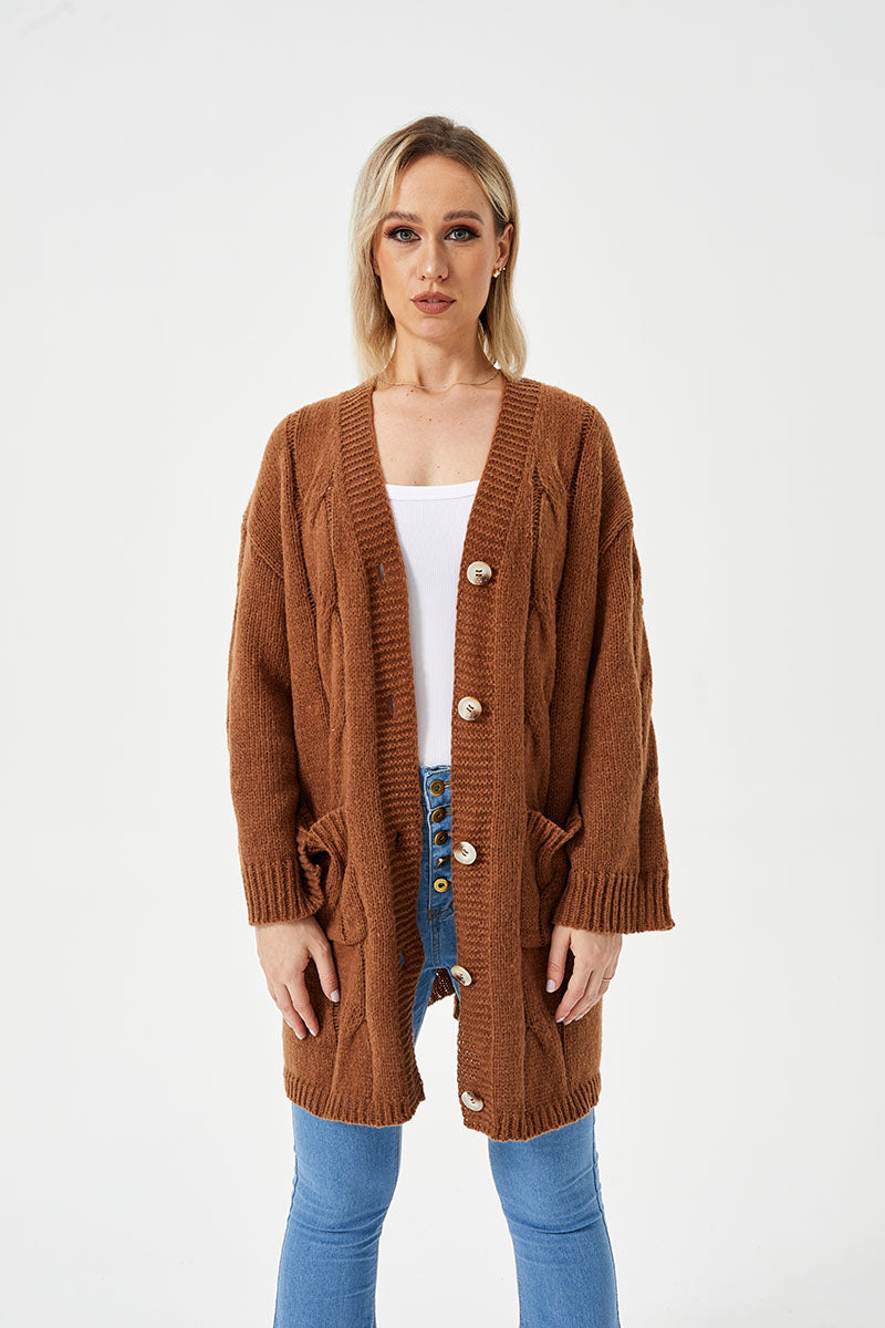 Pull cardigan long et décontracté pour femme