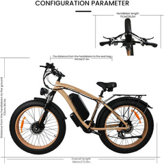 Khaki Electric Bike Adults 2000W - Electric Bike With 26 Inches Fat Tire 20AH Removable Battery, 21 Speed For Electric Mountain Ebike US only