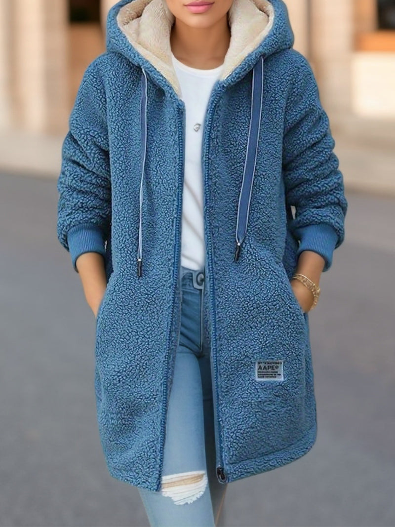 Fleece-lined Mid-length Cashmere Hoodie