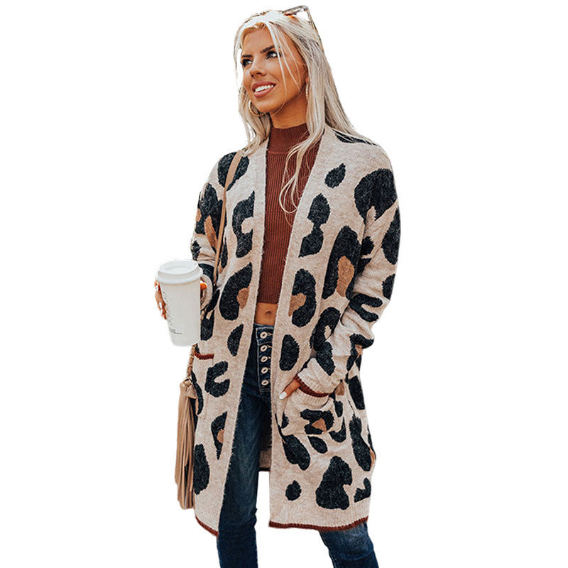 Fashion Leopard Print Long Sleeve Inverness