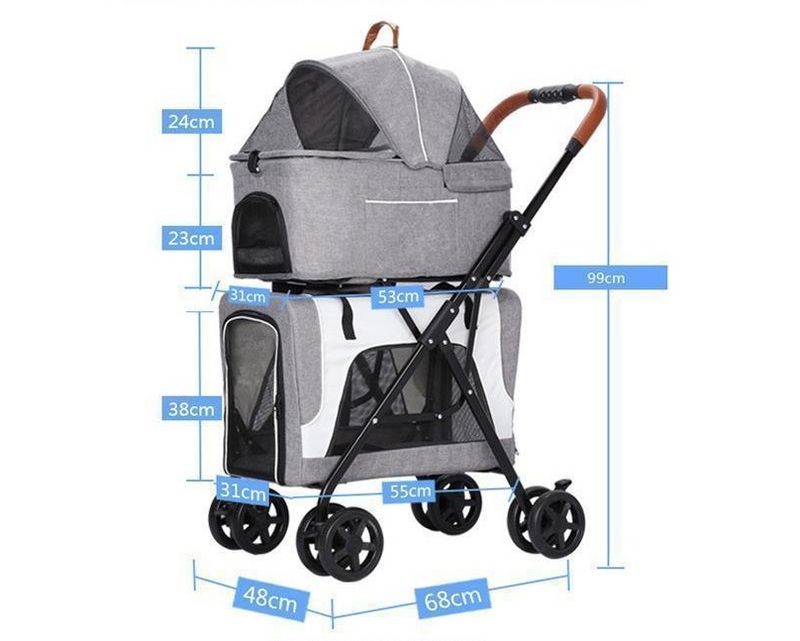 Lightweight Separated Double-layer Cabas Pet Cart