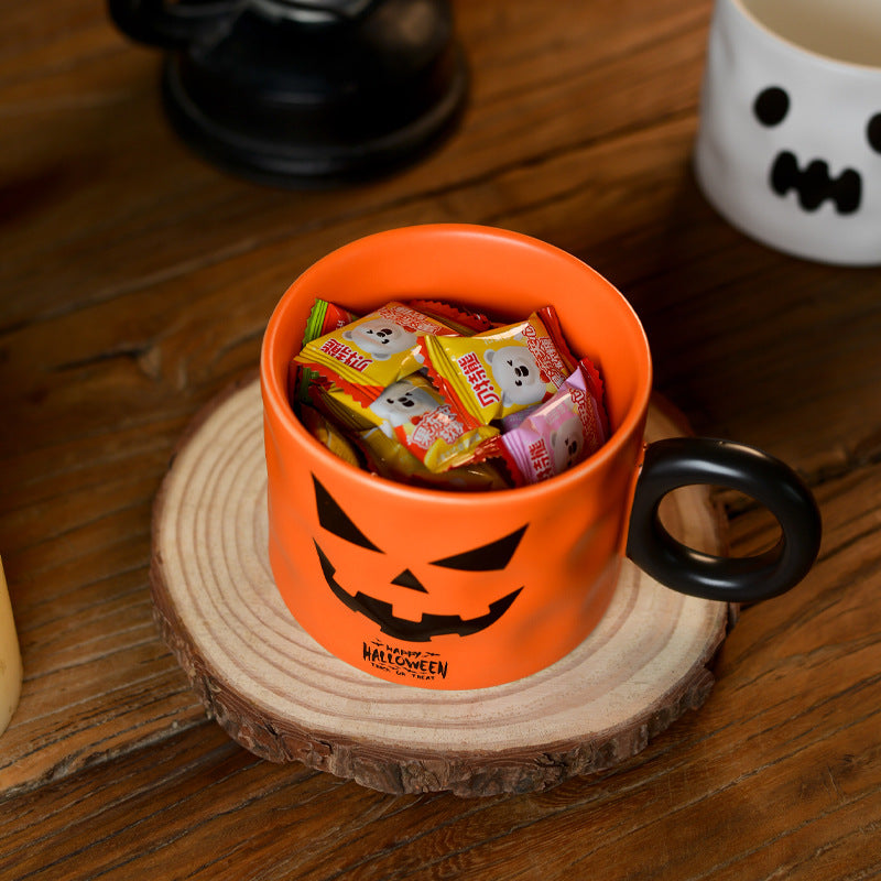 Tasse en céramique de citrouille, tasses en céramique avec poignée, Portable, mignon, cadeau d'halloween, fournitures durables pour fête d'halloween