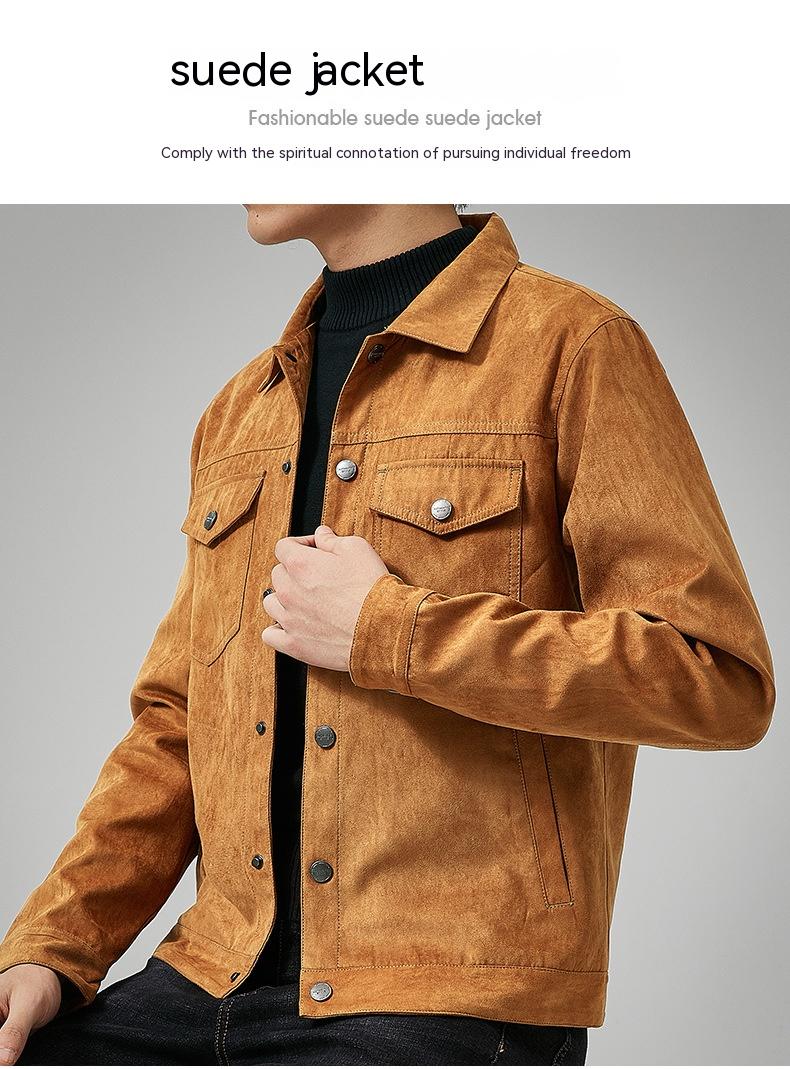 Men's Casual Suede Brushed Fabric Youth Fashion British Style Jacket