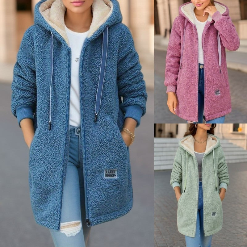 Fleece-lined Mid-length Cashmere Hoodie