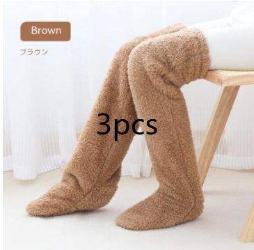 Chaussettes longues et pelucheuses au-dessus du genou, bas chauds d'hiver, jambes froides, articulations du genou, bas résistants au froid, chaussettes de couchage au sol de la maison