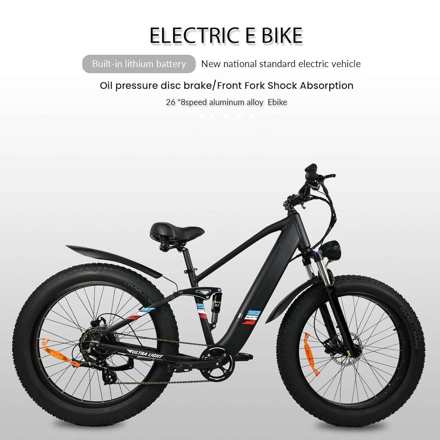 500W Motor Electric Bike For Adults - 25MPH Speed Removable Battery 48V 12AH, 26 Inches Fat-Tire Electric Bicycle US only