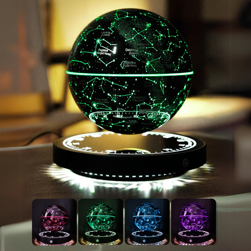 Anti-Gravity Black Magnetic Levitation Night Light Constellation Ball Unique Office Star Globe Table Lamp, Creative LED Starlight Ball Gift For Halloween And Christmas