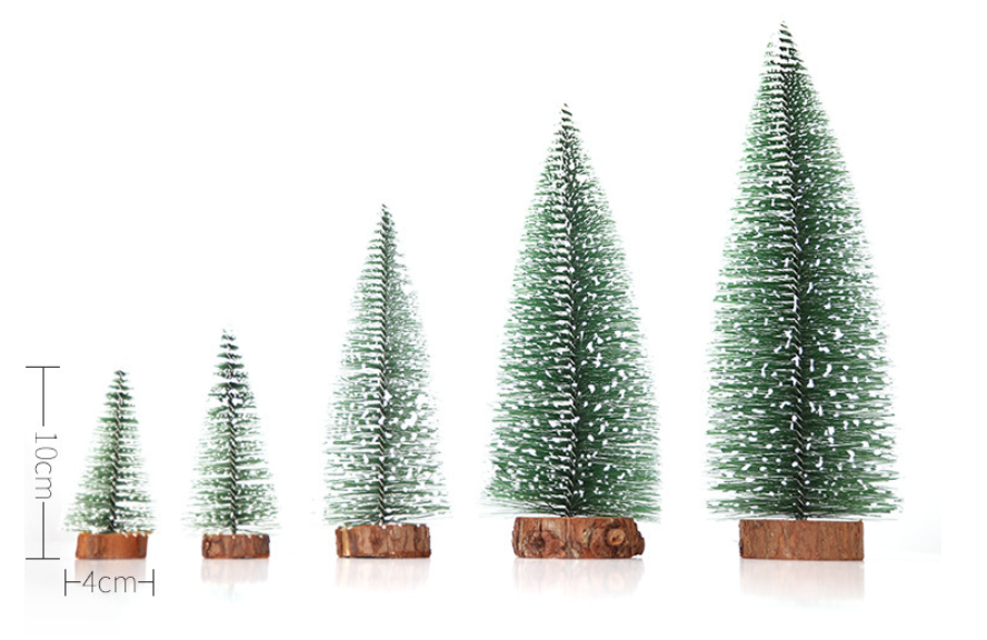 Mini sapin de noël avec aiguilles de pin, arbre de noël floqué avec plateau en cèdre blanc, petite décoration de table pour sapin de noël