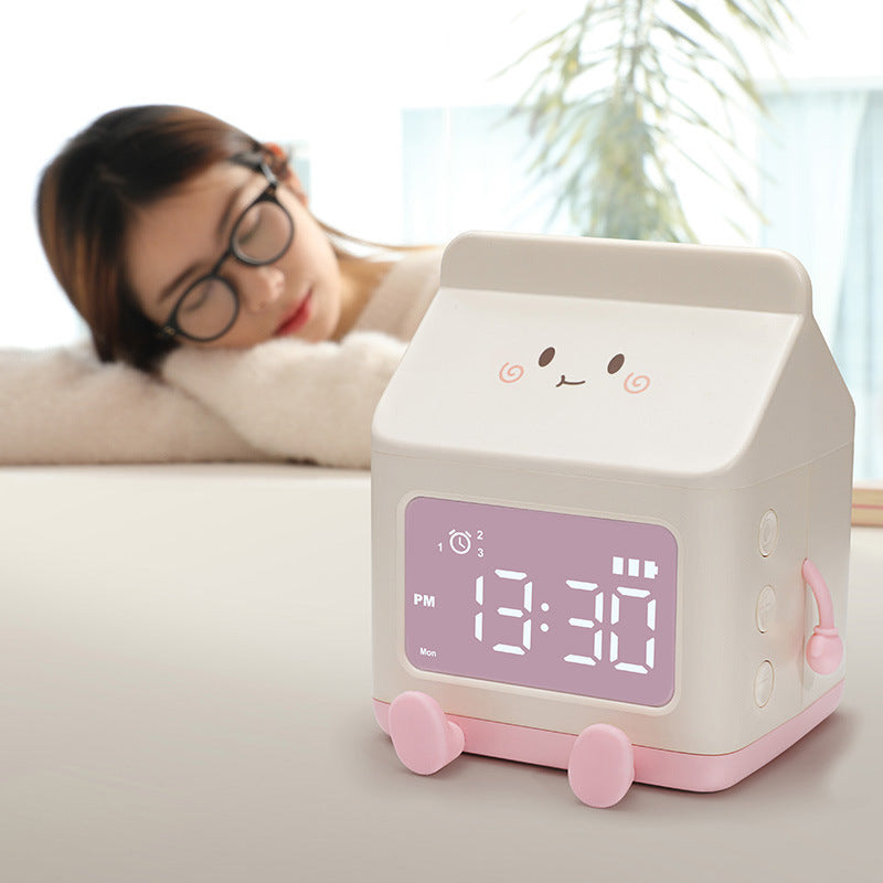 Smart Student Only Charging Cartoon Milk Carton Alarm Clock