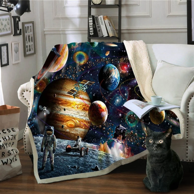BeddingOutlet Sloth Blankets For Bed Cartoon Animal Plush Blanket Planet Star Bedding Universe Outer Space Sherpa Fleece Blanket