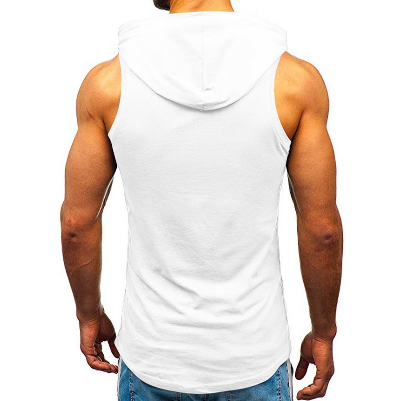 Men's Sleeveless Vest Letter Printed Hoodie Sports Tops