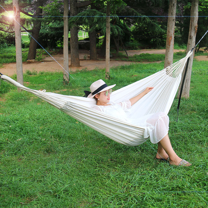 Indoor And Outdoor Leisure Cotton Canvas White Hammock