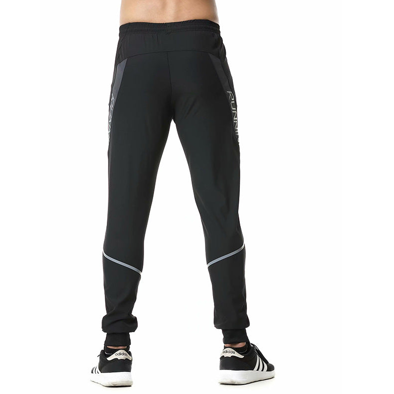 Men Running Pants Zipper Reflective Football Soccer