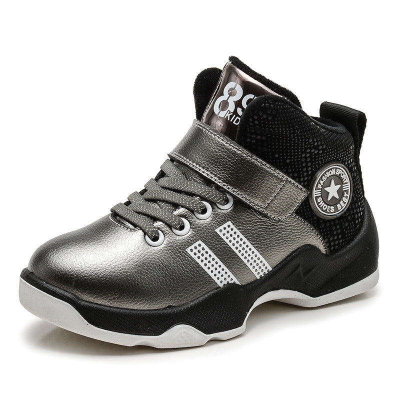 Boys winter leather warm cotton sneakers