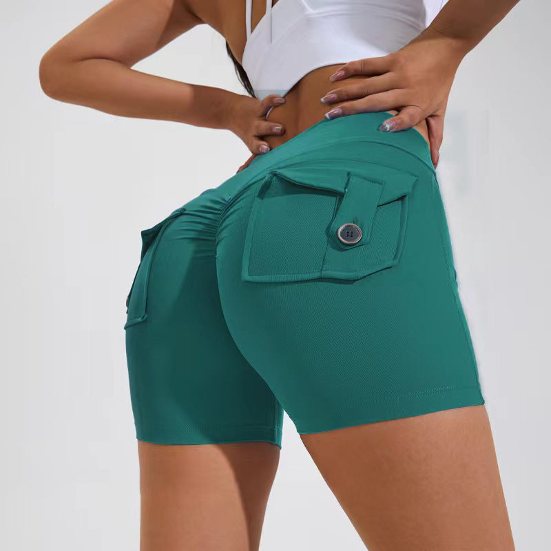 Short de levage de hanche taille haute avec poches, pantalon de sport de Yoga, Fitness, vêtements pour femmes