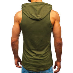 Men's Sleeveless Vest Letter Printed Hoodie Sports Tops