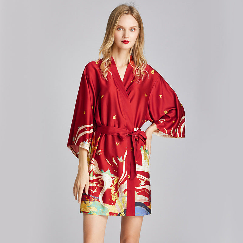 Summer silk robe